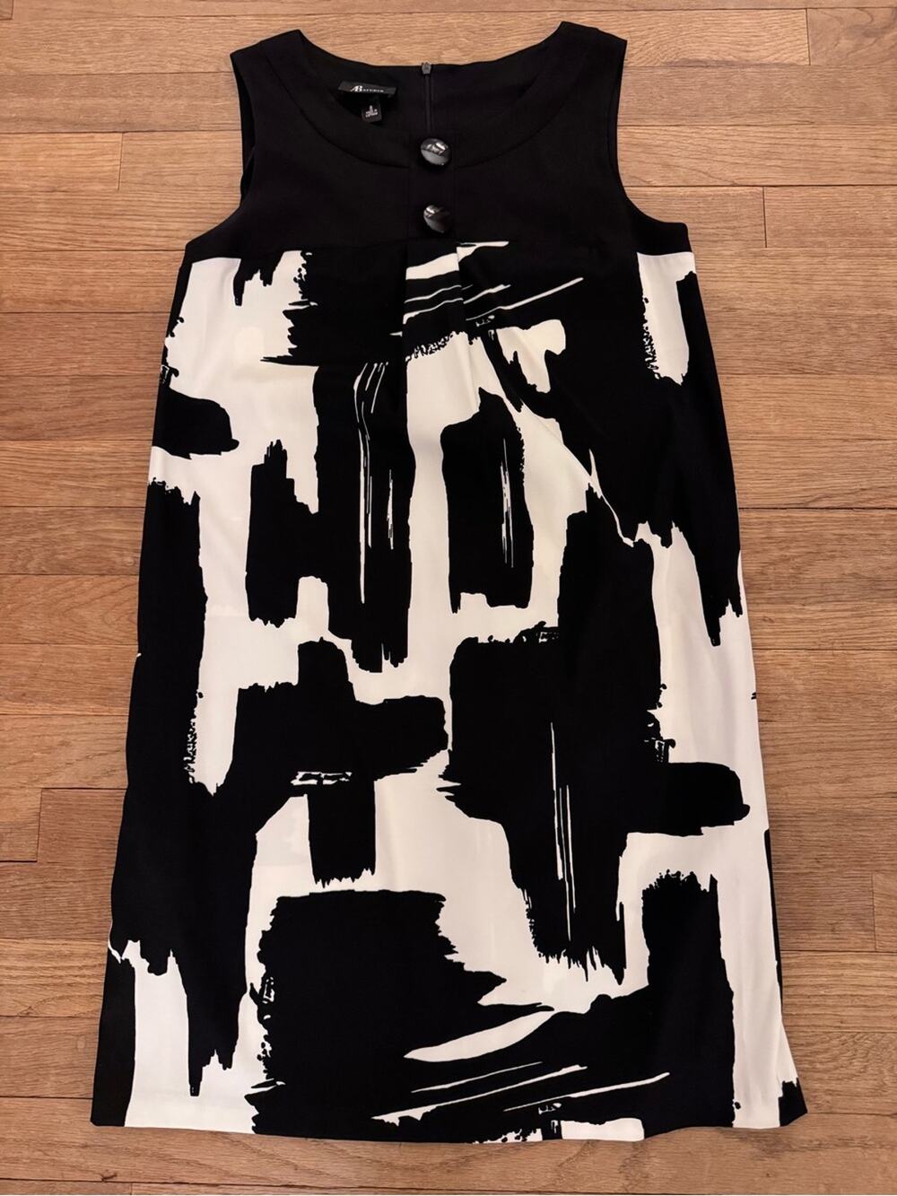 A.B. Studio Women's Black White Knee Length Shift Dress - Size 8
 b94
